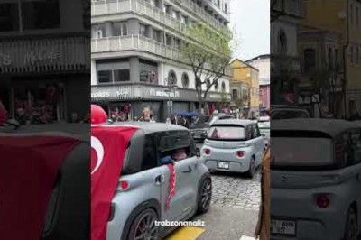 Trabzon'da konvoy halinde 23 Nisan'ı kutladılar!